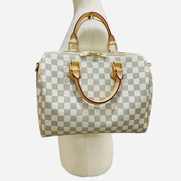 Designer Inspired Checkered Crossbody Bag in Cream and Tan - Picture 2 of 15